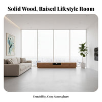 Electric Retractable TV Cabinet Cable Management Automated TV Stand Anti-Collision Rounded Corners Solid Wood Display Device Console for Home Theater