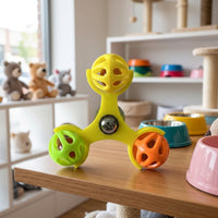 Interactive Rotating Wheel Parrot Enclosure Sphere with 3 Sphere Cluster, PETG Material Rotating Toy for Cockatiels, Budgie Entertainment