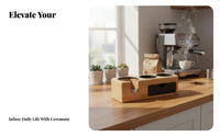 Wooden Espresso Pressing Station Compact Design Walnut-Toned Coffee Pressing Block Universal Fit Solid Wood Portafilter Stand for Home Baristas, Cafe