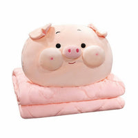 Pig Pillow with Blanket Soft Pig Cushion Blanket Cute Bedding Car