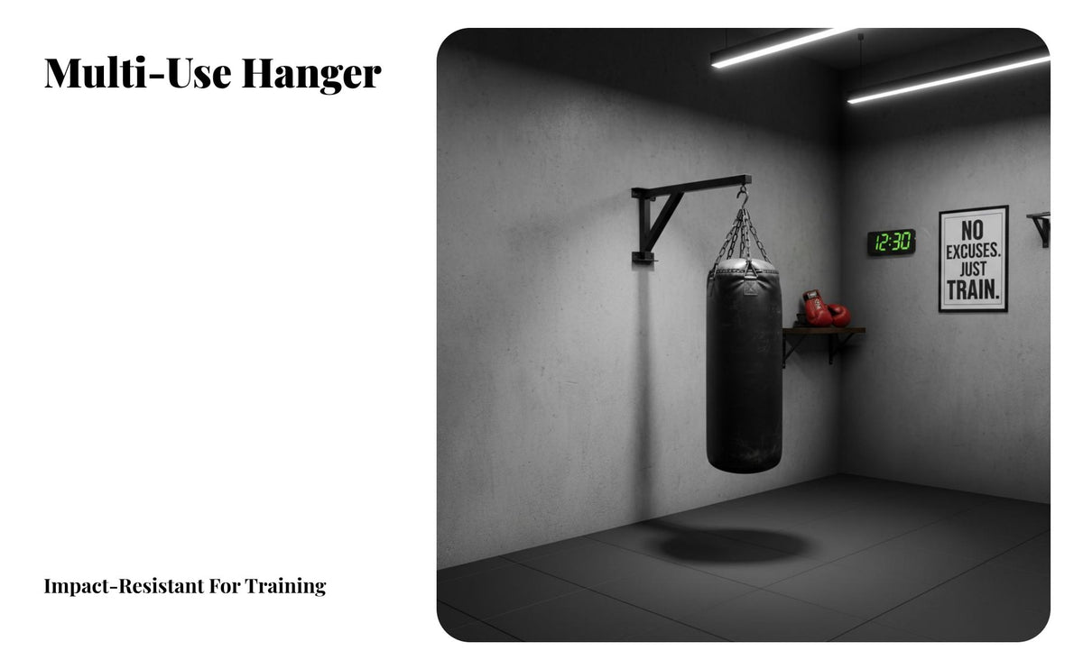High Load Capacity Wall Mounted Striking Bag Bracket Triangular Support Design Heavy Bag Wall Mount Powder Coated Heavy Duty Sandbag Hanger Space Saving for Home Gym Users, Combat Artists, MMA Fighters, Indoor, Garage, Basement