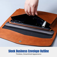 Letter-Size Leather Document Bag, Large Capacity Double Compartment Organizer, Business Briefcase, Personalized Insignia