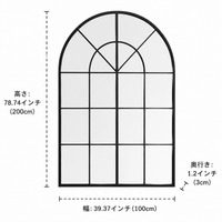 Full-Length Mirror, Standing Mirror, Large, Stylish, Arch-Shaped, Matte Black, Metal Frame, Entryway, Living Room, Makes Space Look Larger