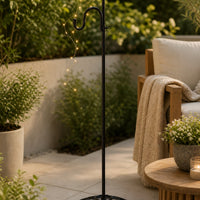 Double Shepherds Hook Stand Heavy Duty Dual Hook Plant Stand Garden Pole Weather-Resistant Space-Saving for Gardeners, Patio