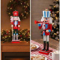 Wooden Nutcracker Figurine Holiday Nutcracker Guard Classic Tabletop Ornament for Mantel