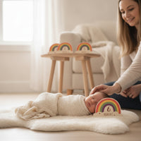 13 Pieces Rainbow Milestone Plaques with Base Boho Wooden Milestone Plaques