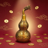 Gourd Ornament with Animal Finial Decorative Brass Gourd Traditional Figurine for Collectors
