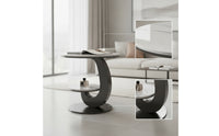Modern Coffee Table with Storage Ribbed Round Coffee Table Sculptural Furniture Space-Saving for Apartment