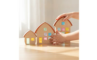 3 Pieces Wooden Blocks with Acrylic Openings Translucent Decor Colorful Decoration for Desktop, Nursery