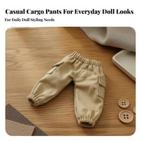 OB11 Doll Cargo Pants Side Pockets 1/12 BJD Doll Trousers Elastic Waist Miniature Pocket Pants for Hobbyists, dioramas Display