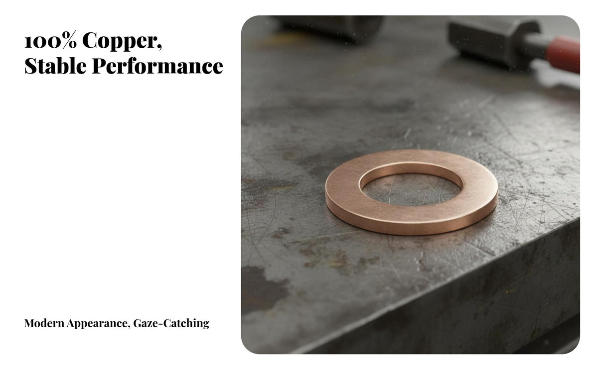 Flat Copper Washer Copper Flat Gasket Oxidation Resistance Metal Sealing Gasket for Marine Technicians, Plumbing, Machinery Repair