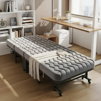 Foldable Single Folding Bed Multi-Functional Portable Rest Bed Heavy Duty Frame Rollaway Cot Lockable Wheels for Guests, Hospital