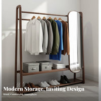 Standal Single Standing Organizer with Full-Length Mirror 3-in-1 Design Coat Rack Space-Saving Bedroom Furniture for Homeowners, Apartment Dwellers, Fashion Enthusiasts, Entryway, Dressing Room