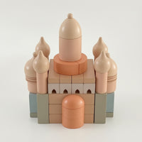 Wooden Castle Block Set Matte Building Set with Box Creative for Toddlers