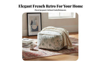 French design Woven Square Pouf Black and cream Pattern Floor seat Retro Design Ottoman Jacquard Weave for Adults, Homeowners, Parents, Living Room, perusing corner, Bedroom