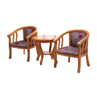 Outdoor Solid Wood Balcony Table and Chair Set, 3-Piece, Anti-Corrosion