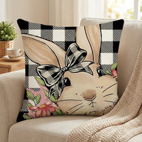 Easter Cushion Covers 45x45 cm Bunny Eggs Decoration Sofa Pillowcase Covers for Spring Summer Happy Easter Decoration Holiday Party Picnic Outdoor Garden