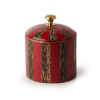 Lidded Jar with Metal Knob Cylindrical Mango Wood Canister with Lid for Vanity