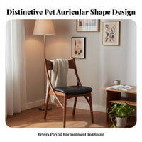 Vintage Design Feline Ear Back Chair Solid Wood Legs Accent Seat High-Density Foam Cushion Household Furniture Ergonomic Backrest for Small Apartment Residents, Interior Design Enthusiasts, Homeowners, Dining Room, Bedroom, Home Office, Kitchen