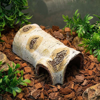 Birch Hideaway Resin Hollow Hideout House, Crested Gecko Tank Accessories and Amphibian Habitat, Water-Resistant Log for Turtle and Insect