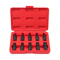 10 Pieces Cr-V Steel 3/8 Drive 12-Point Socket Set Long-Lasting 12-Point Socket Bit Set Heat Treated Hand Tool High Hardness Alloy for Workshop, Garage