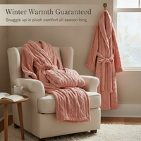 Women's Coral Fleece Robe Winter Warm Thickened Flannel Loungewear