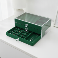 3-Layer Flannel Lined Acrylic Jewelry Box for Earrings Rings Necklaces Anti-Oxidation Storage