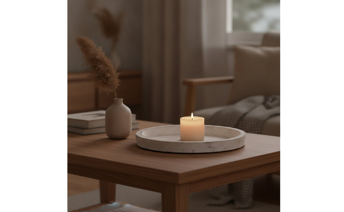 Candle Tray Distressed Tray with Raised Rim Decorative Small for Coffee Table, Entryway