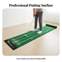 Non-Slip Base Golf Putting Mat Easy Storage Putter Training Mat Roll-up Design Putting Practice Carpet Alignment Guides for Golfers, Beginners, Office Workers, Home, Backyard, Garage, Balcony