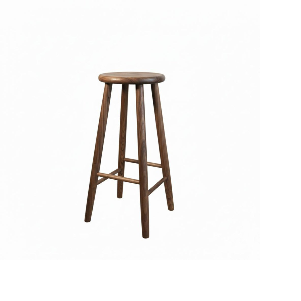 Japanese Design Backless Round Top Stool Minimalist Design Bar Chair Solid Construction Household Furniture Built-in Footrest for Homeowners, Adults, Kitchen Island, Dining Room, Cafe, Restaurant