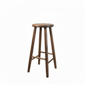 Japanese Design Backless Round Top Stool Minimalist Design Bar Chair Solid Construction Household Furniture Built-in Footrest for Homeowners, Adults, Kitchen Island, Dining Room, Cafe, Restaurant