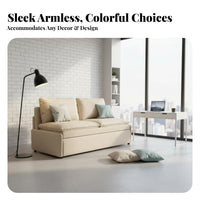 Two-PurposeUse Design Armless Pull-extendable Futon Foldable Sofa Bed Space-Saving transfor modernable Furniture abrasionwithstandant upholstery for Pet Owners, Apartment Dwellers, Young Adults, Study Room, Bedroom