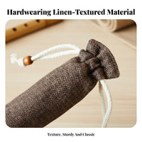 Double Layer Bamboo Flute Bag Thickened Drawstring Flute Bag Faux Linen Texture for Music Students, Musicians, Storage, Travel, Performances