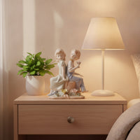 Boy and Girl Figurine Pastel Ceramic Figurine Tabletop Porcelain Statue for Collectors, Bedroom
