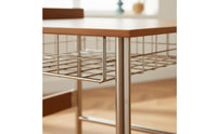 Wood Writing Desk with Metal Legs Stainless Steel Frame Retro Style Writing Desk Rustic Simplicity Aesthetic Home Furniture for Students, Bedroom