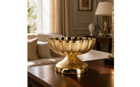 Decorative Bowl with Pedestal Hammered Gold Pedestal Centerpiece Footed Bowl Fluted Wide-Mouth for Event Planners