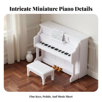 Dollhouse Piano and Stool Photography Prop Miniature Piano and Stool Set DIY Craft Supply for Doll Collectors, Diorama Building, Cake Decorating