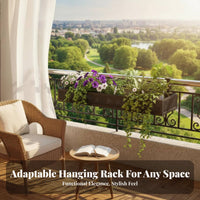 Space-Saving Hanging Planter Basket Easy Installation Hanging Railing Basket Adjustable fasteners Balcony Rack Anti-Rust for Apartment Dwellers, Gardeners, Homeowners, window framesill, window frame, Fence, Porch
