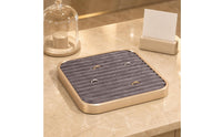 Aluminum Alloy Square Jewelry Display Tray Rounded Corners Striped Jewelry Organizer Tray Polished Shiny Rim Storage