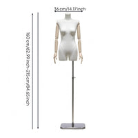 Cloth-Covered-Covered Half-Body Female Mannequin Textured Headless Torso Mannequin Narrow Shoulder Clothing Form Telescopic for Shop Window