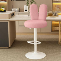 Height Adjustable Upholstered Swivel Stool Gas Lift Mechanism Bunny Ear Backrest Stool Soft Upholstery Seating Furniture Heavy-Duty Frame for Homeowners, Adults, Bar Owners, Reception Desk, Kitchen Island, Cafe, Living Room