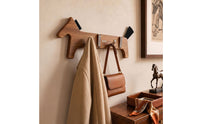 Horse Hook Rack Suction-Cup Wooden Hook Rack with Metal Hooks Rustic for Closet