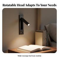 Push Button Switch Rotatable Bedside Wall Lamp Modern Minimalist Design Recessed Reading Light Aluminum Alloy Body Bedside Wall Sconce Anti-Glare for Book Lovers, Hotel Operators, Homeowners, Bedroom, Dorm Room, RV