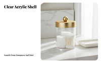 Ear Bud and Pad Canister Dustproof Lids Acrylic Ball Holder Versatile Clear Vanity Jar with Lid for Adults, Washroom, Bedroom, Kitchen