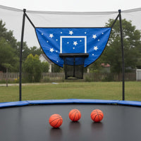 Waterproof Trampoline Basketball Hoop Sun-Proof Trampoline Basketball Set Weather Resistant Outdoor Toy Includes Ball and Pump for Children, Backyard