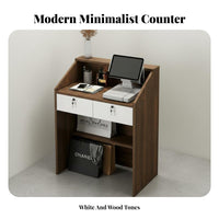 Multi-Functional Salon Reception Desk Lockable Drawer Modern Reception Desk Sturdy Construction Small Shop Counter with Storage Spacious Legroom for Receptionists, Money Iers, Retail Personnel, Beauty Salons, Clothing Boutiques, Office Lobbies, Lobby