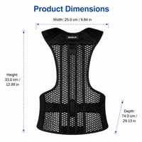 Travel Back Brace, Breathable Back Support with 5 Bones, Strong Posture Correction for Office & Computer, Unisex Mesh Textile
