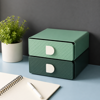 Multipurpose Drawer Organiser for Desk, PP Stackable Storage Drawers, 20x20x7.5cm Wardrobe Organiser Set of 2