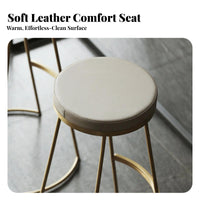 Nordic Aesthetic Backless Round Bar Stool Minimalist Design Counter Chair Sturdy Frame Seating Furniture Built-in Footrest for Restaurant Owners, Homeowners, Adults, Cafe, Pub, Kitchen Island