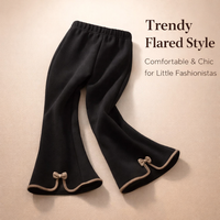 Flared Leggings for Girls with Fleece Lined Warmth for Autumn Winter, Made from Soft Modal Viscose Fiber, Comfortable School Trousers